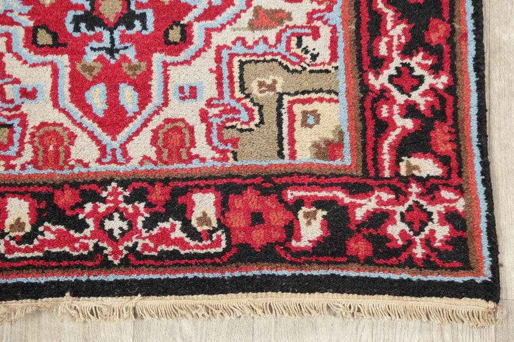 Geometric Red Heriz Indian Wool Rug 3x5