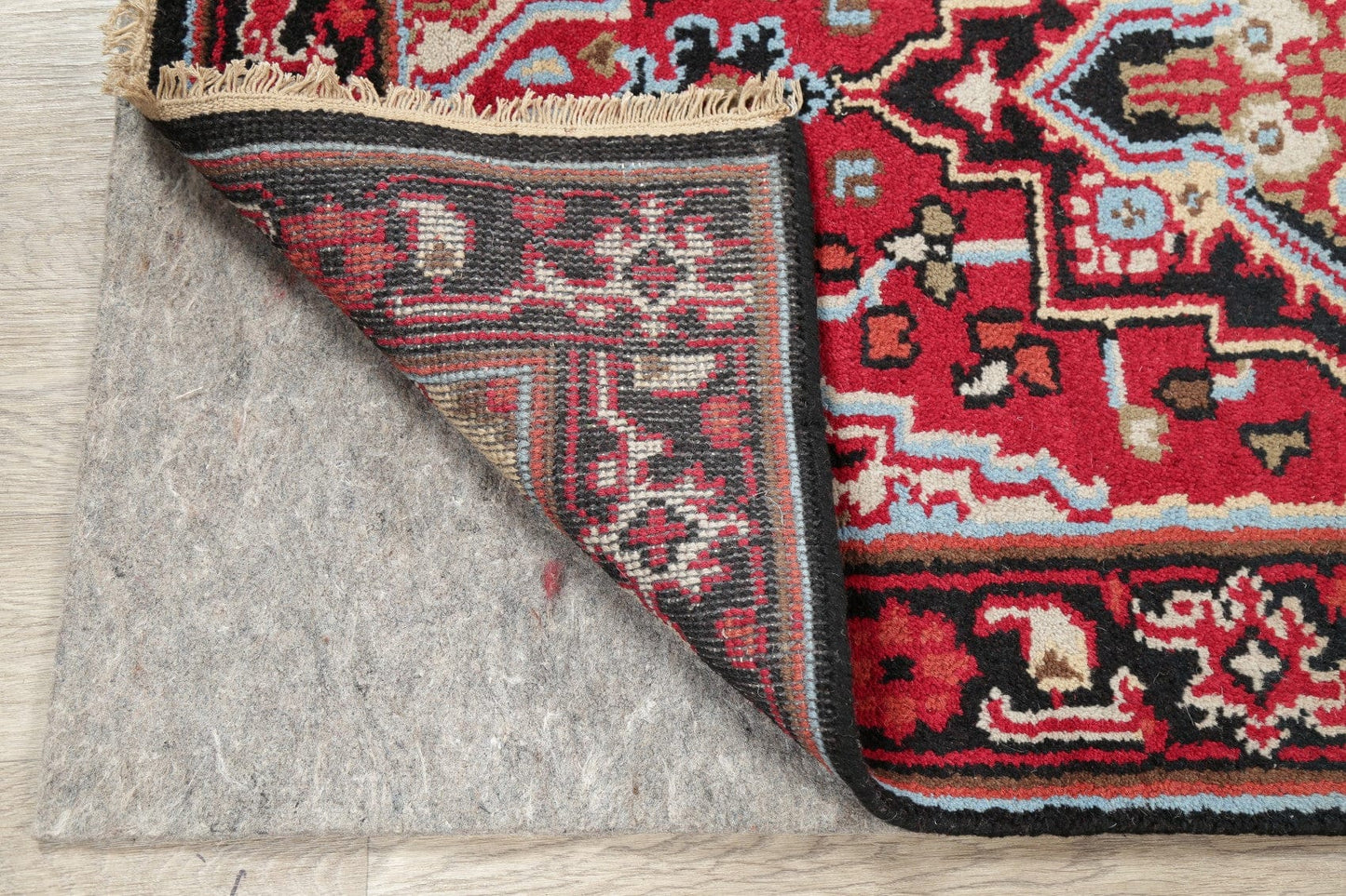 Geometric Red Heriz Indian Wool Rug 3x5