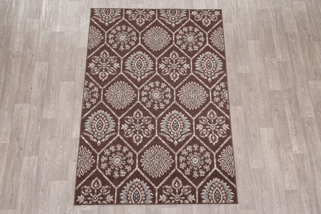 Brown Modern Turkish Oriental Area Rug 5x7