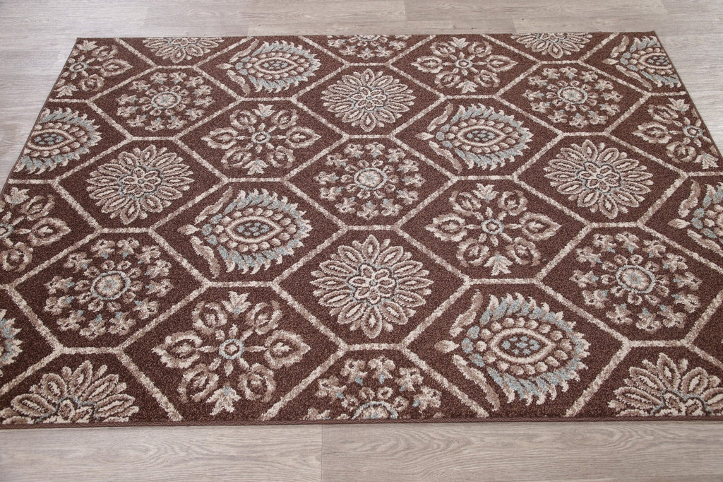 Brown Modern Turkish Oriental Area Rug 5x7