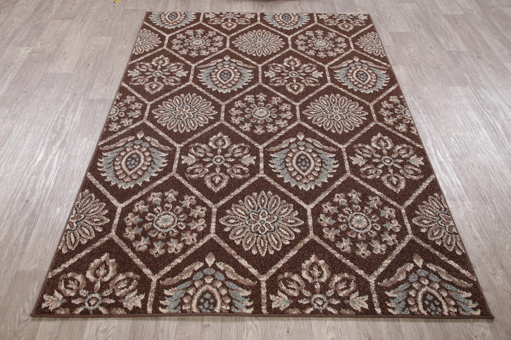 Brown Modern Turkish Oriental Area Rug 5x7