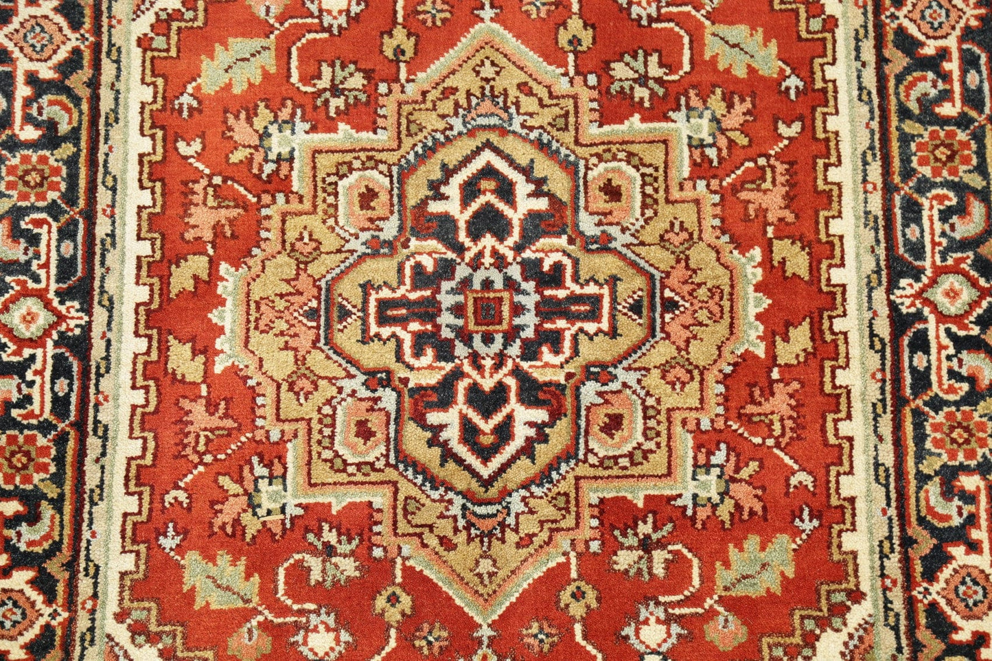 Geometric Heriz Indian Wool Rug 4x6