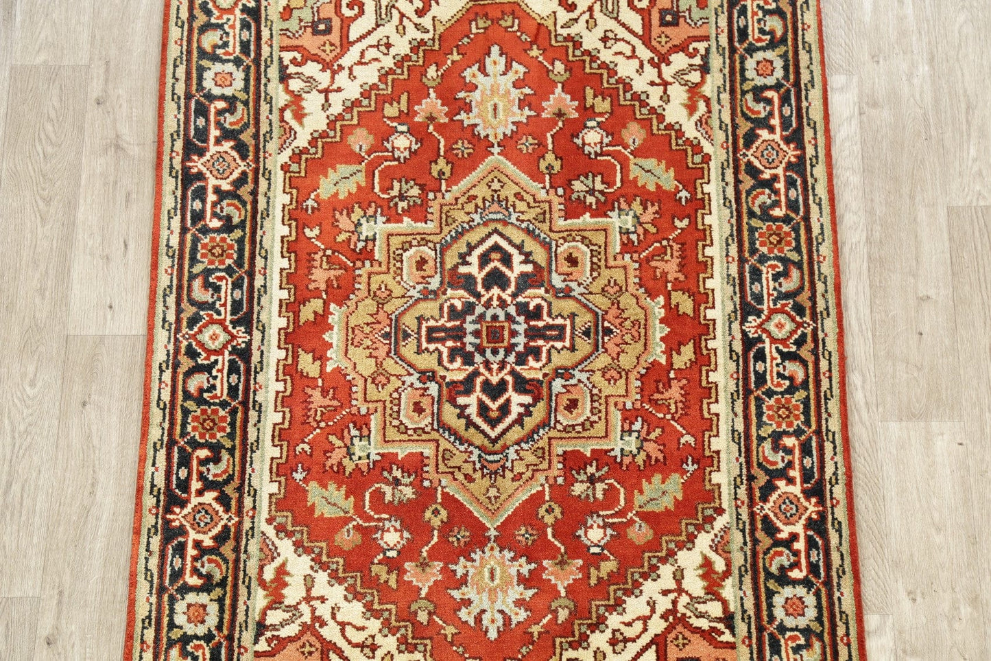 Geometric Heriz Indian Wool Rug 4x6