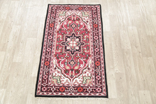 Red Geometric Heriz Indian Wool Rug 3x5