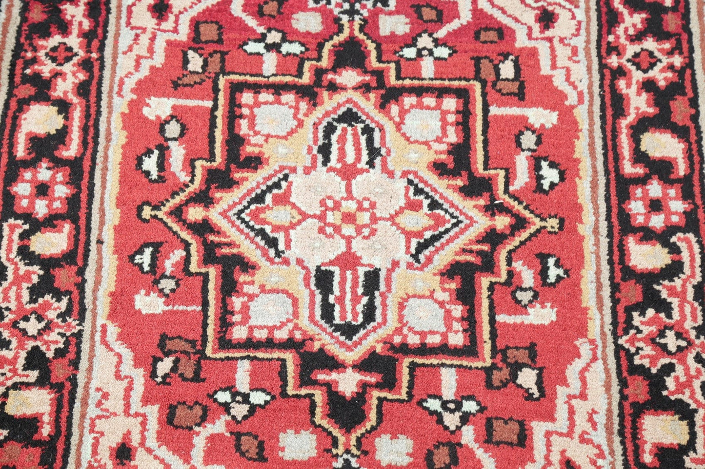 Red Geometric Heriz Indian Wool Rug 3x5