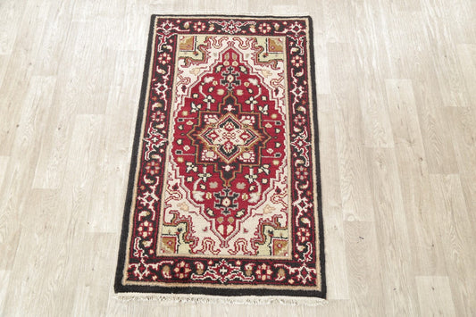 Red Geometric Heriz Indian Wool Rug 3x5