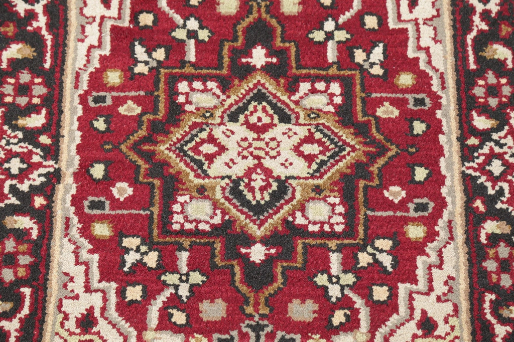 Red Geometric Heriz Indian Wool Rug 3x5