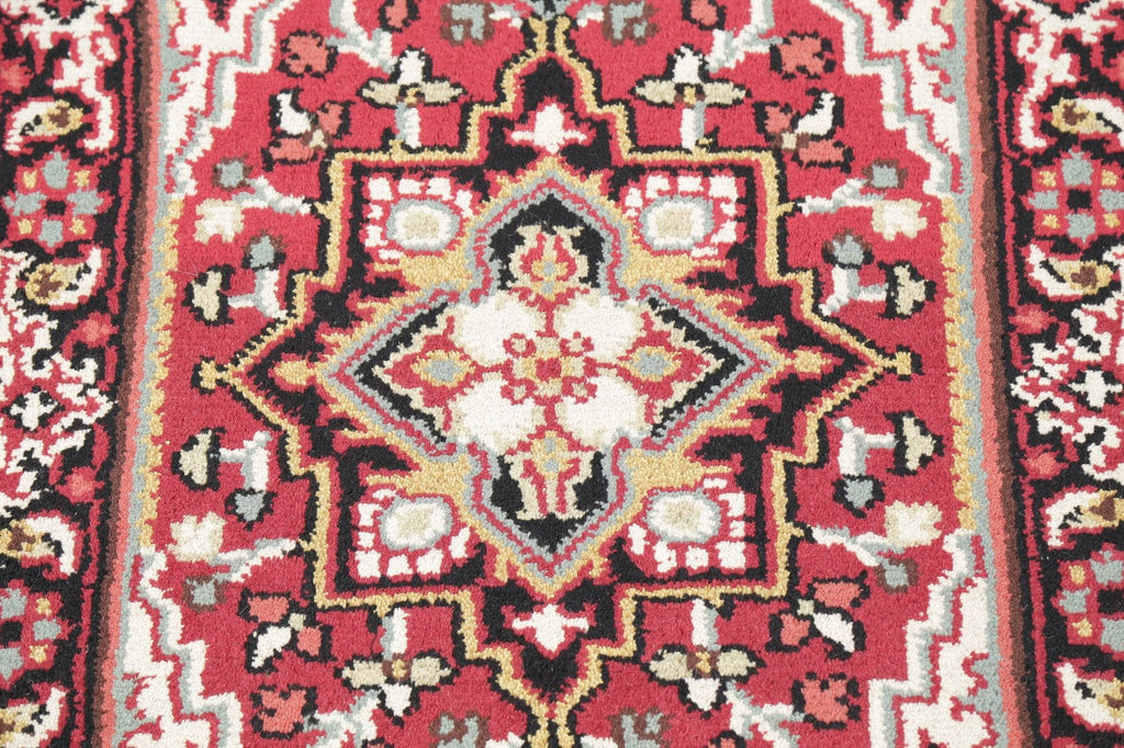 Red Geometric Heriz Indian Wool Rug 3x5