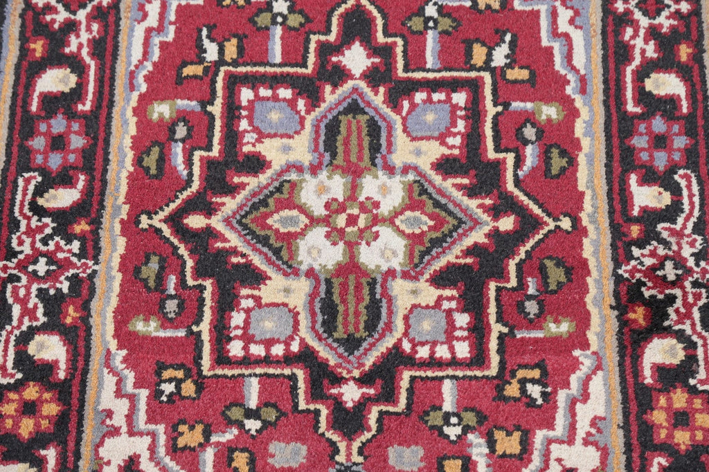 Red Geometric Heriz Indian Wool Rug 3x5