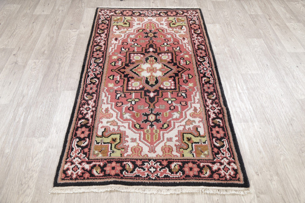 Geometric Heriz Indian Oriental Wool Rug 3x5