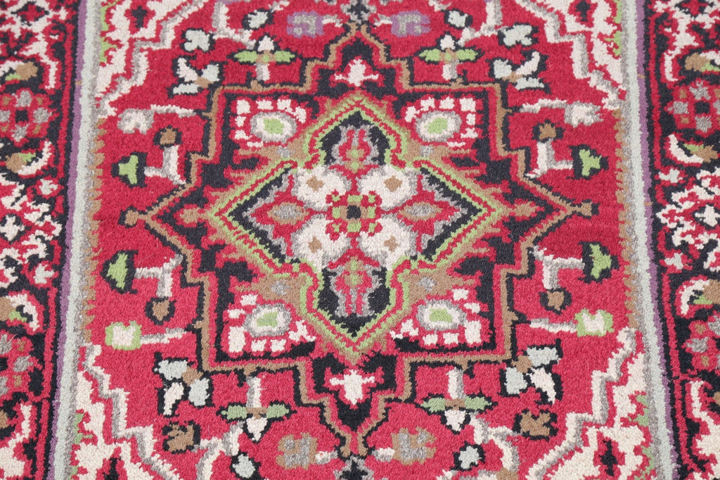 Red Geometric Heriz Indian Wool Rug 3x5