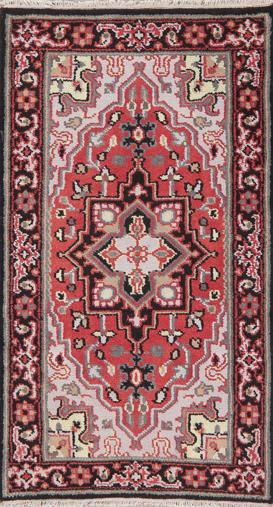 Red Geometric Heriz Indian Wool Rug 3x5