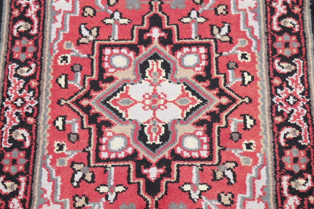 Red Geometric Heriz Indian Wool Rug 3x5