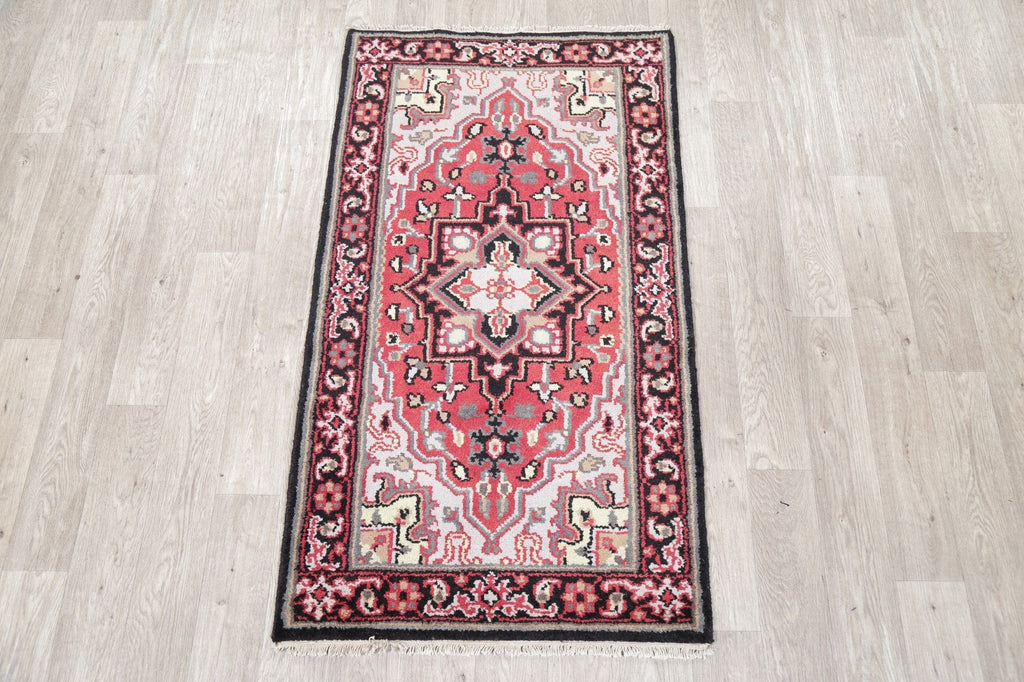 Red Geometric Heriz Indian Wool Rug 3x5