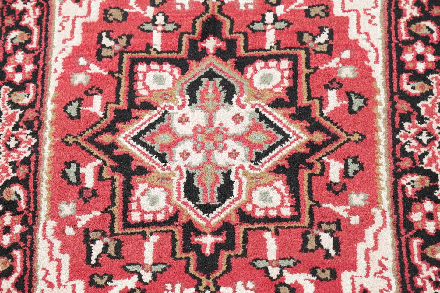 Red Geometric Heriz Indian Wool Rug 3x5