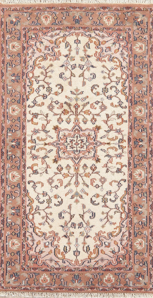 Floral Ivory Sarouk Indian Wool Rug 3x6