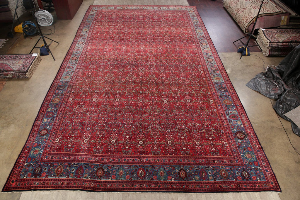 Vegetable Dye Antique Wool Bidjar Halvaei Persian Rug 15x25