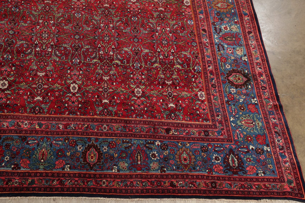 Vegetable Dye Antique Wool Bidjar Halvaei Persian Rug 15x25