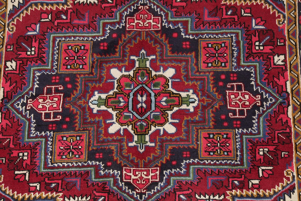 Red Geometric Heriz Serapi Persian Wool Rug 5x7