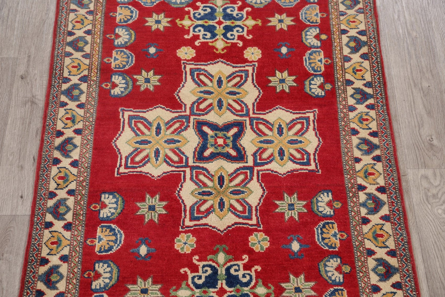 Red Super Kazak-Chechen Oriental Wool Rug 3x5