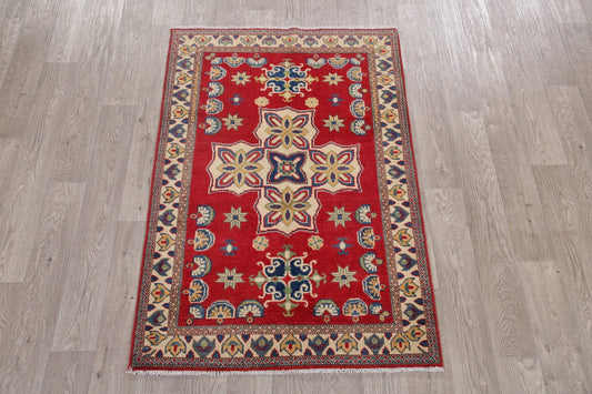 Red Super Kazak-Chechen Oriental Wool Rug 3x5