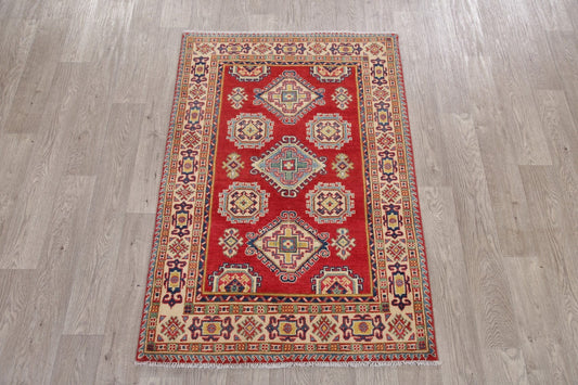 Red Super Kazak-Chechen Oriental Wool Rug 3x5