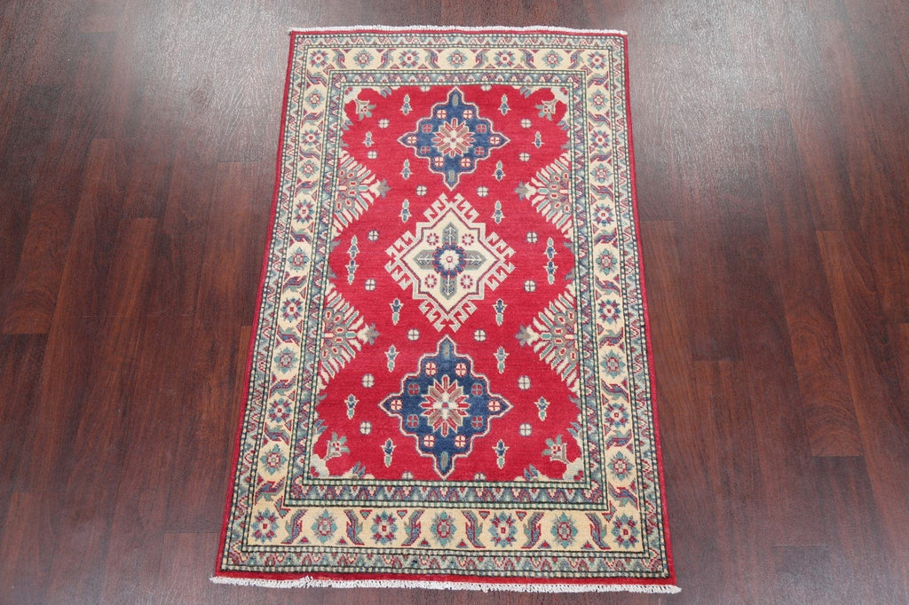 Geometric Red Super Kazak Pakistan Wool Rug 3x5