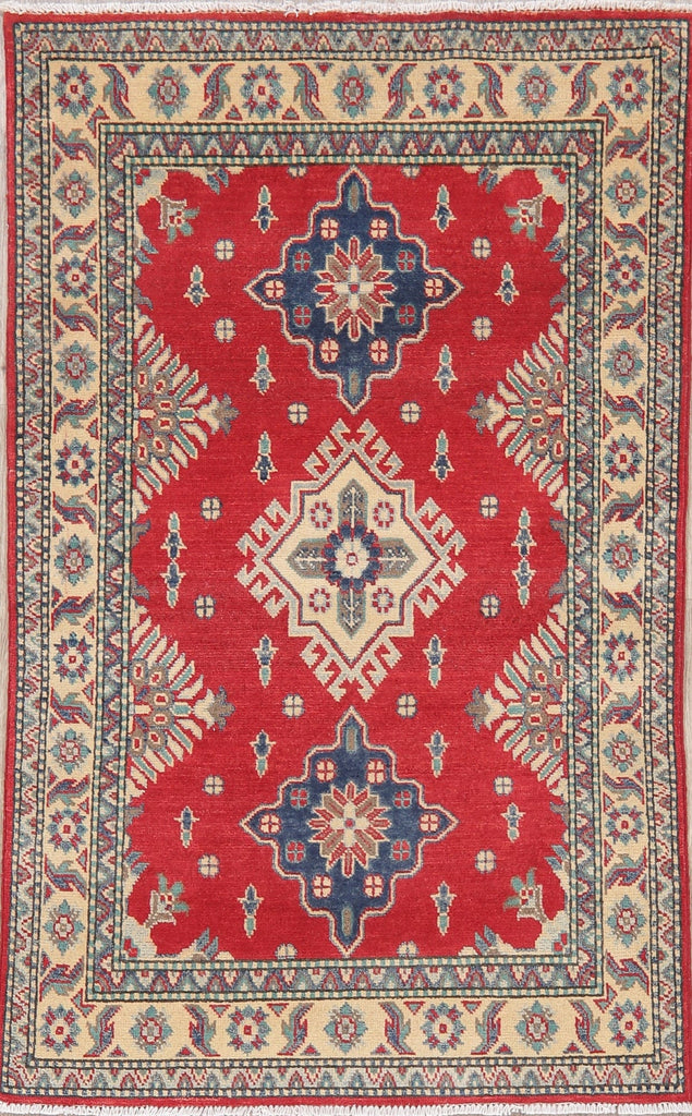 Geometric Red Super Kazak Pakistan Wool Rug 3x5