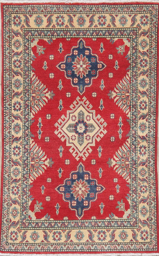 Geometric Red Super Kazak Pakistan Wool Rug 3x5
