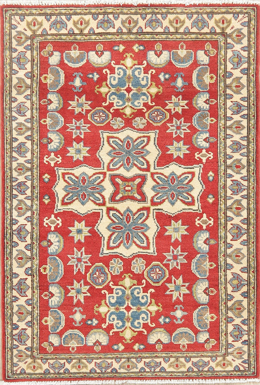 Geometric Red Super Kazak Pakistan Wool Rug 3x5