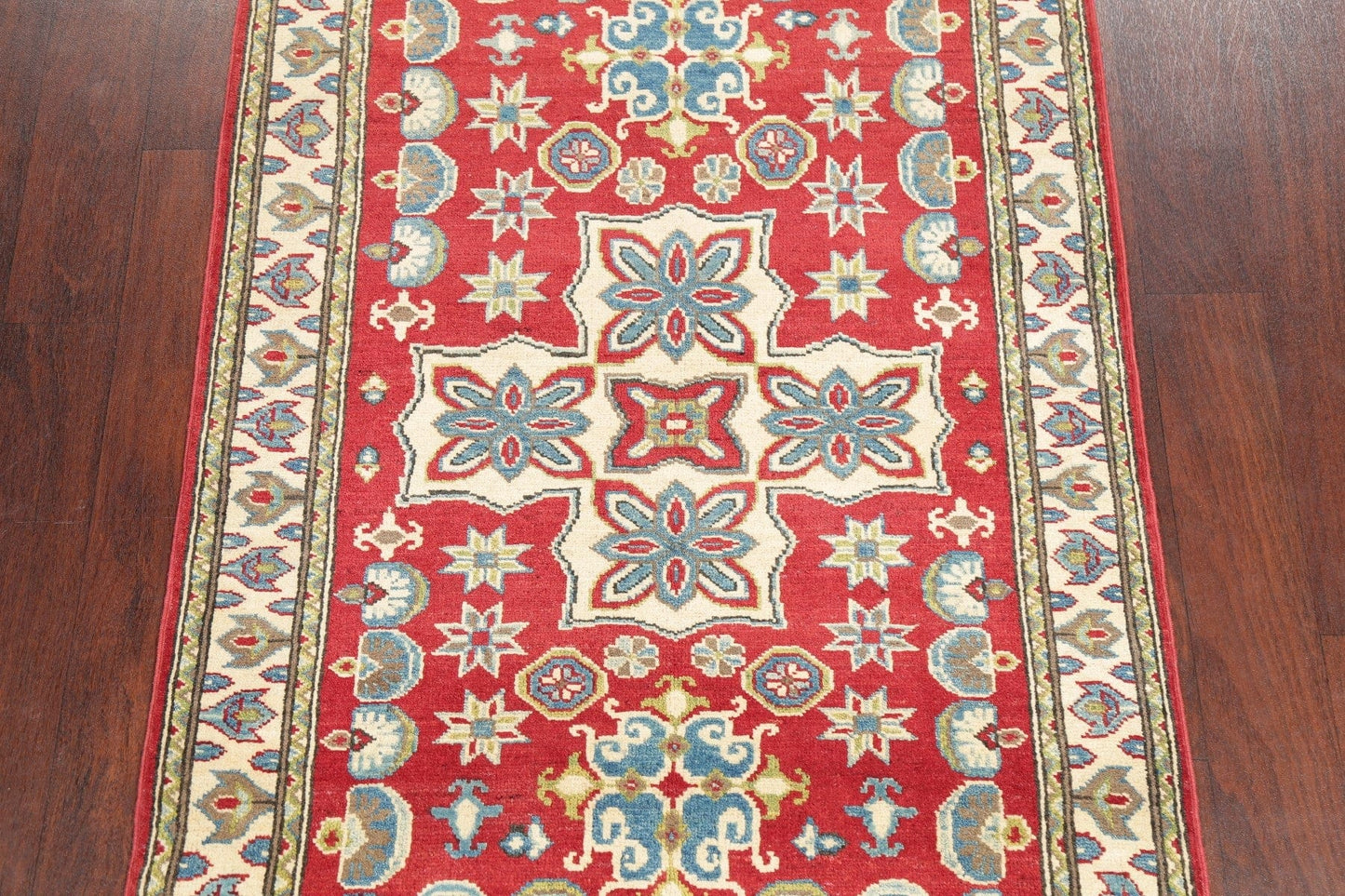 Geometric Red Super Kazak Pakistan Wool Rug 3x5