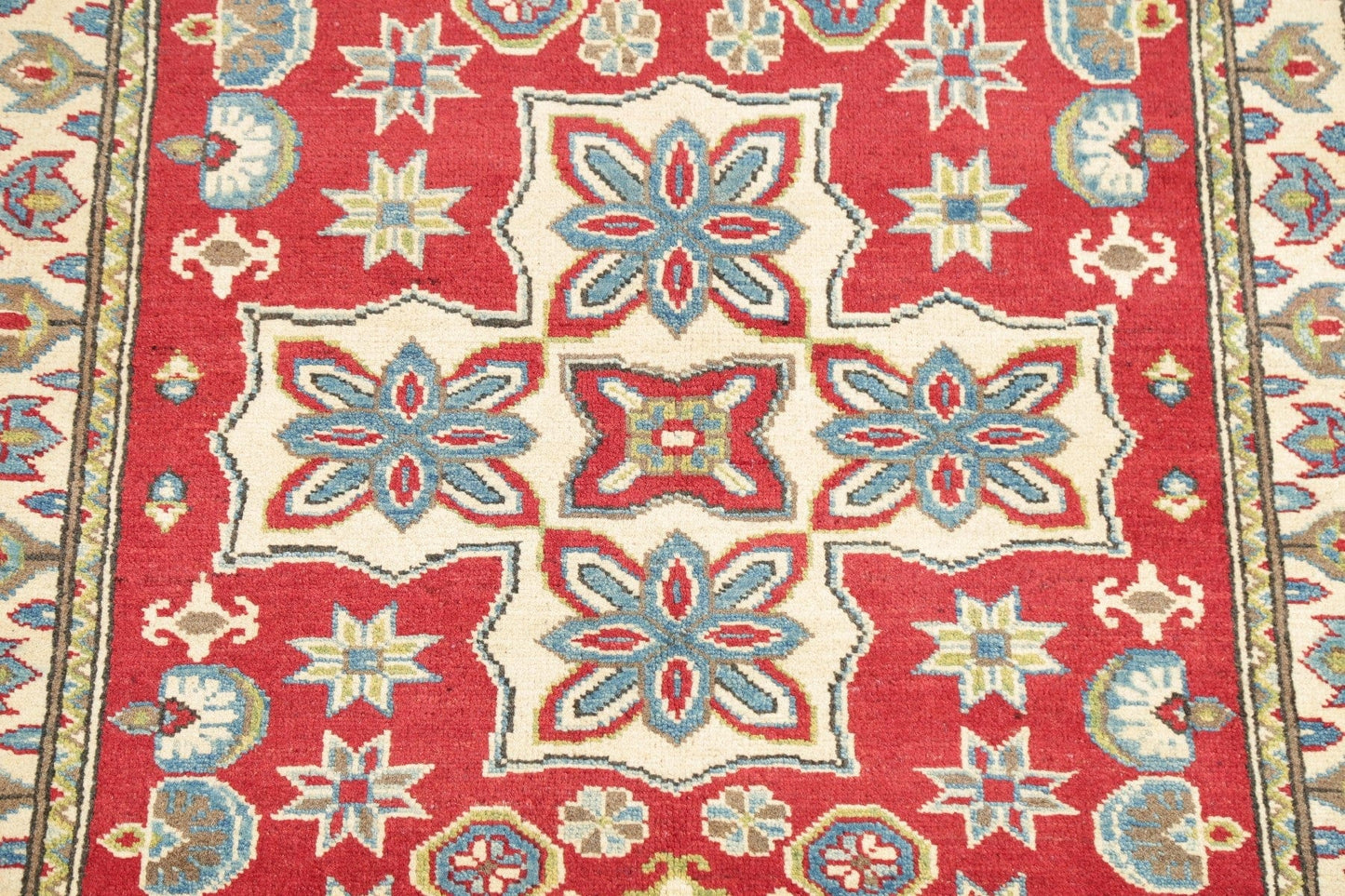 Geometric Red Super Kazak Pakistan Wool Rug 3x5