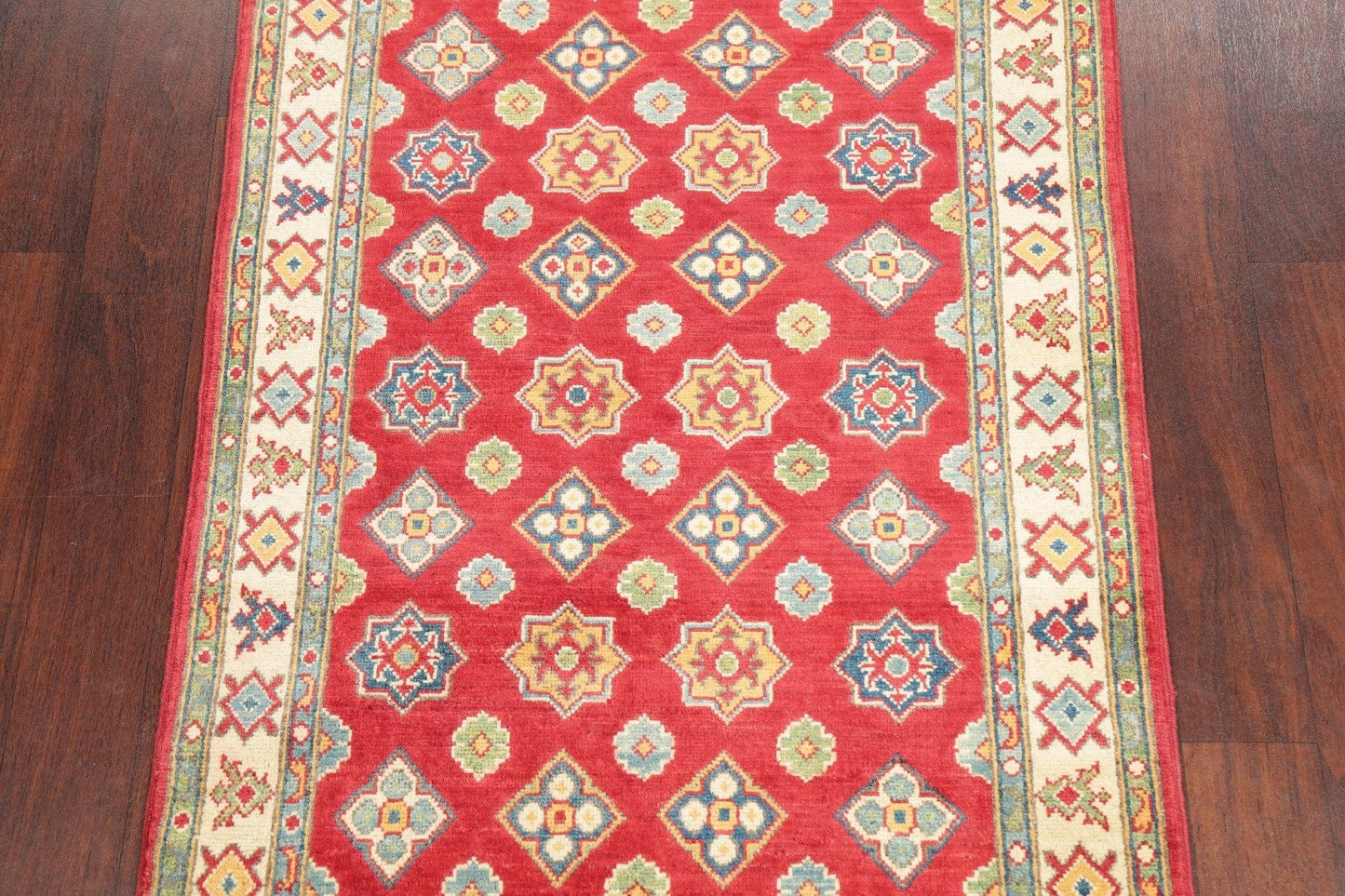 Geometric Red Super Kazak Pakistan Wool Rug 3x5