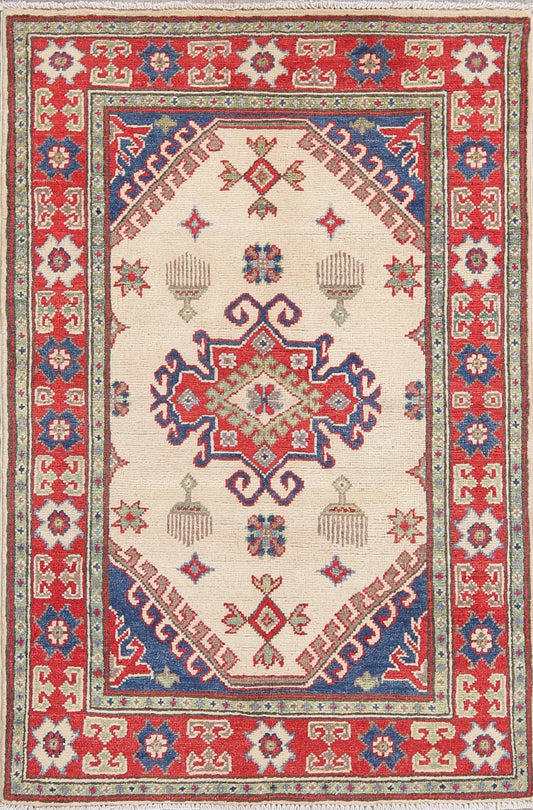 Ivory Super Kazak-Chechen Oriental Rug 3x4