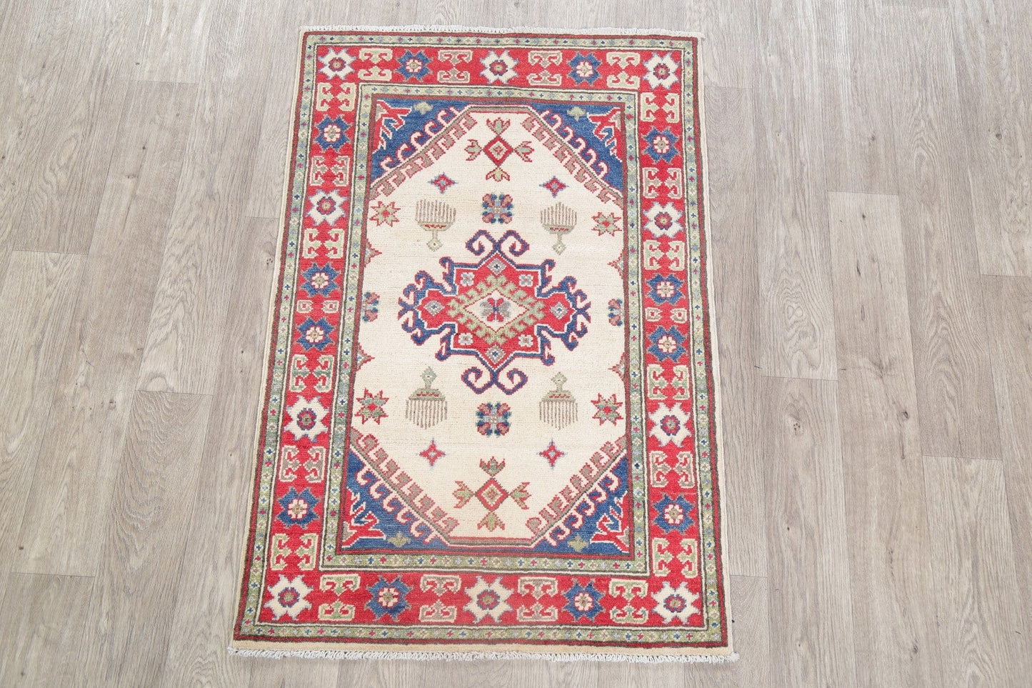 Ivory Super Kazak-Chechen Oriental Rug 3x4