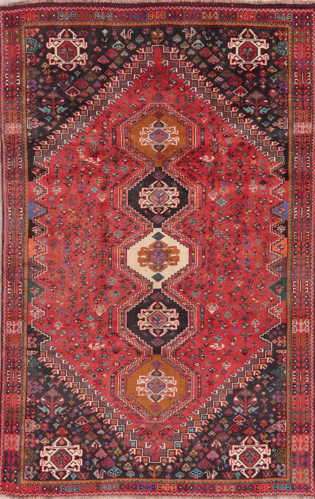 Antique Tribal Abadeh Nafar Persian Area Rug 5x8