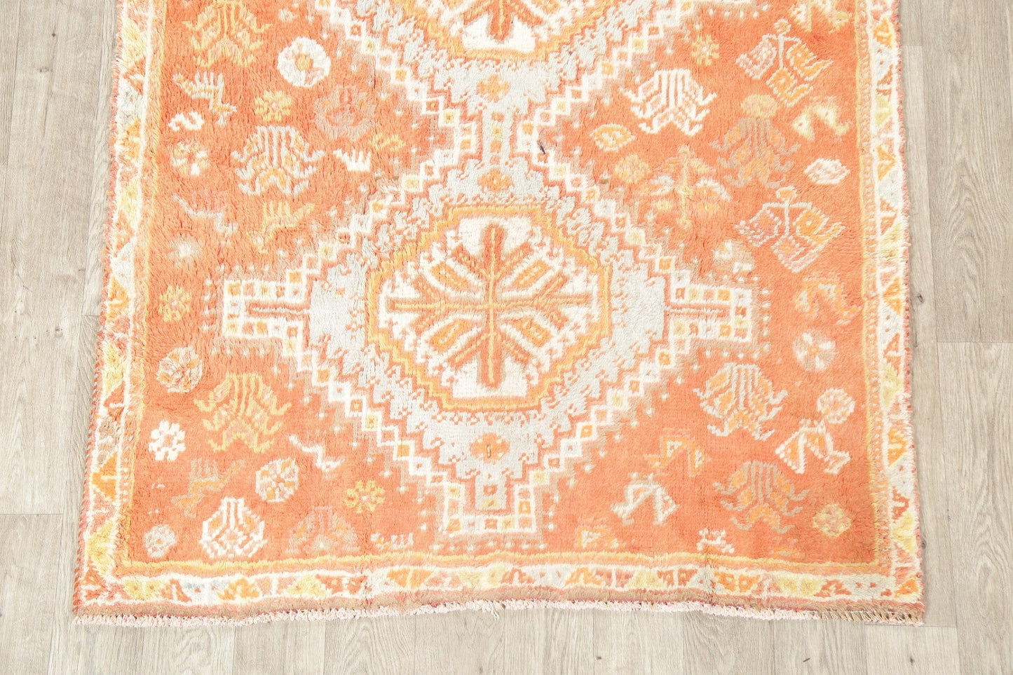 Vintage Orange Tribal Shiraz Persian Wool Rug 4x8