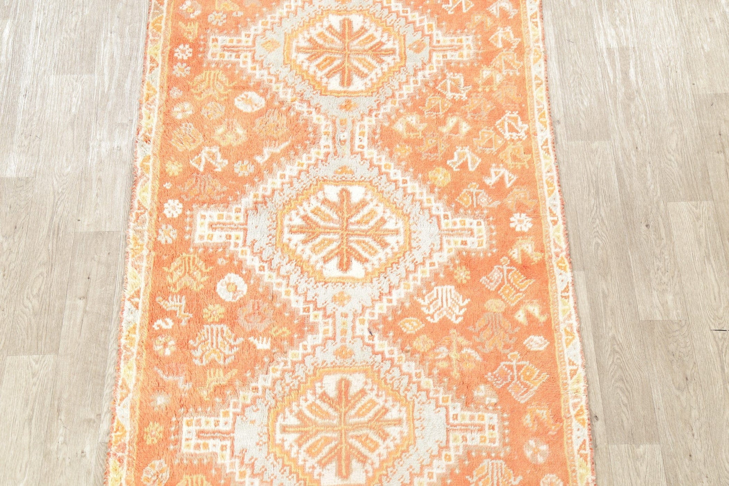 Vintage Orange Tribal Shiraz Persian Wool Rug 4x8