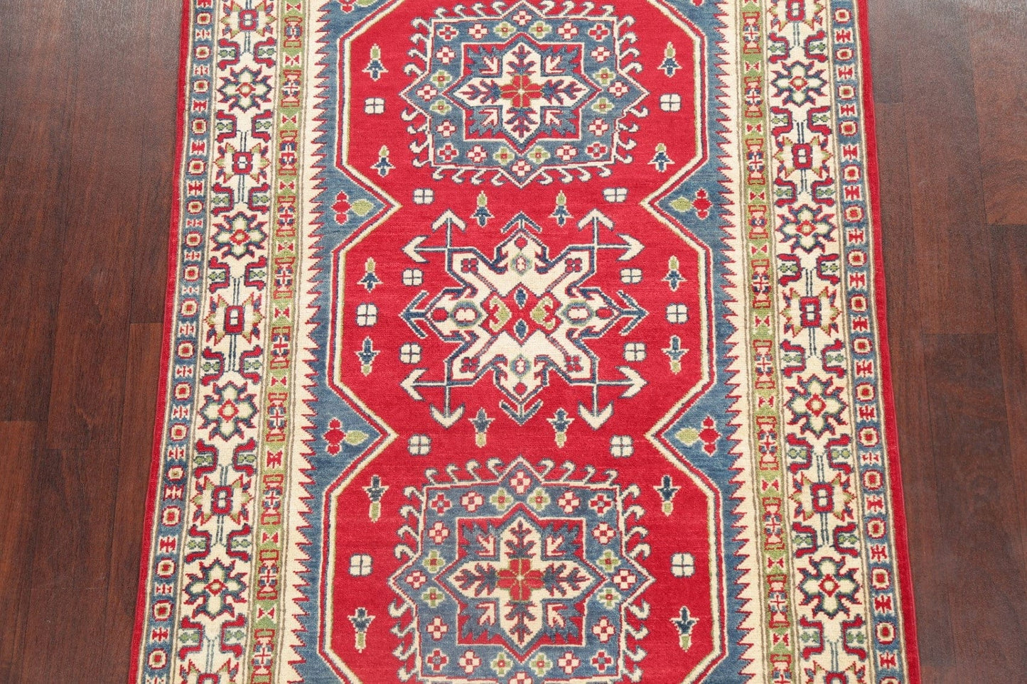 Red Super Kazak-Chechen Oriental Wool Rug 4x6