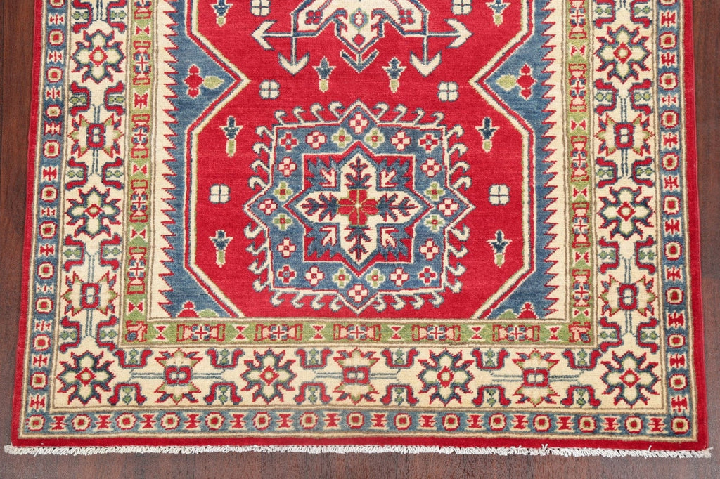 Red Super Kazak-Chechen Oriental Wool Rug 4x6