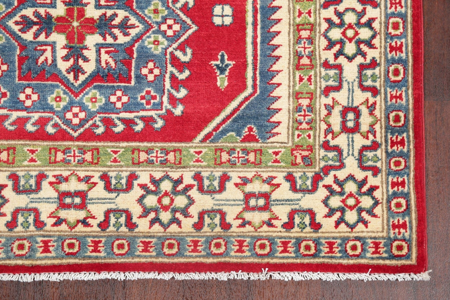 Red Super Kazak-Chechen Oriental Wool Rug 4x6