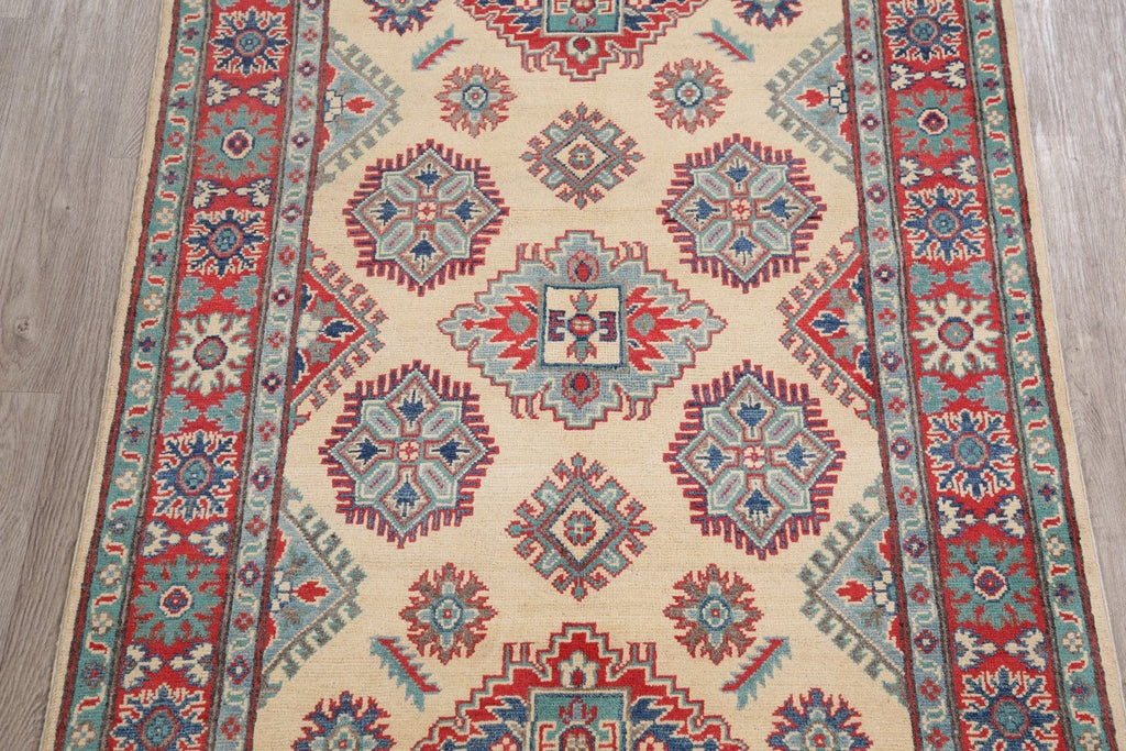 Beige Super Kazak-Chechen Oriental Wool Rug 4x6