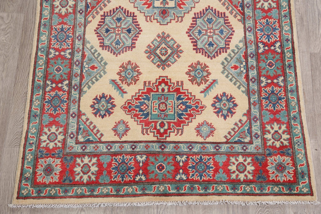 Beige Super Kazak-Chechen Oriental Wool Rug 4x6