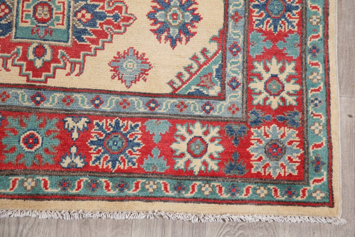 Beige Super Kazak-Chechen Oriental Wool Rug 4x6