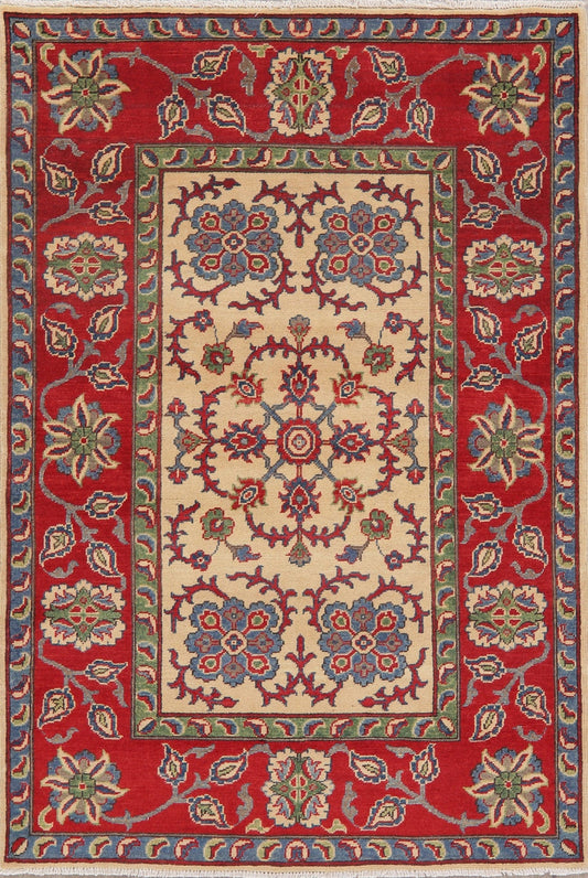 Floral Super Kazak-Chechen Oriental Wool Rug 4x6