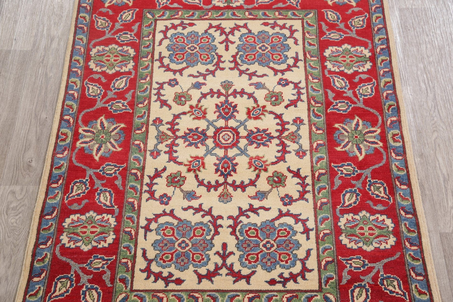 Floral Super Kazak-Chechen Oriental Wool Rug 4x6