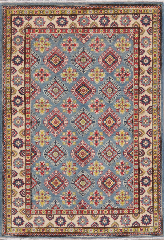 Light Blue Super Kazak-Chechen Oriental Wool Rug 4x6