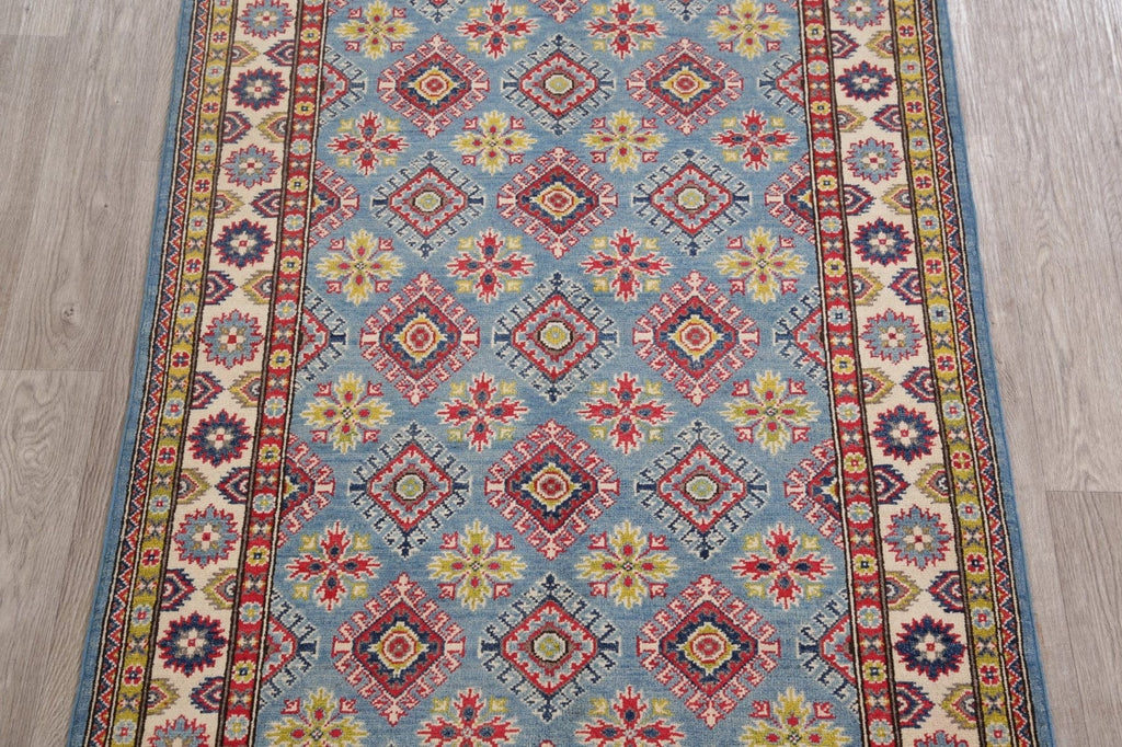 Light Blue Super Kazak-Chechen Oriental Wool Rug 4x6