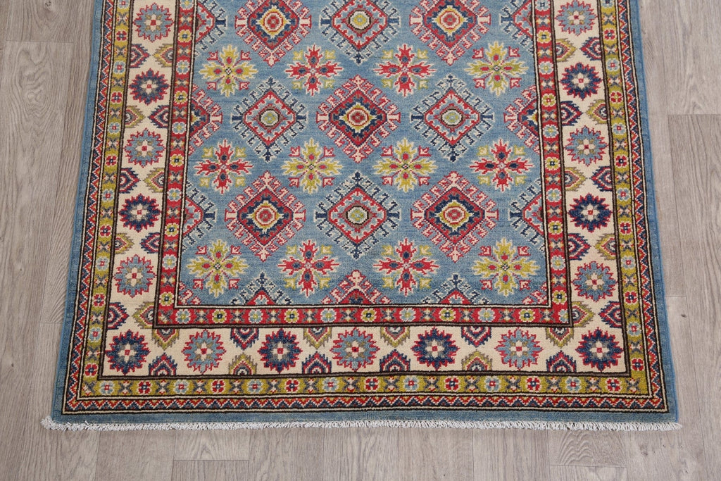 Light Blue Super Kazak-Chechen Oriental Wool Rug 4x6