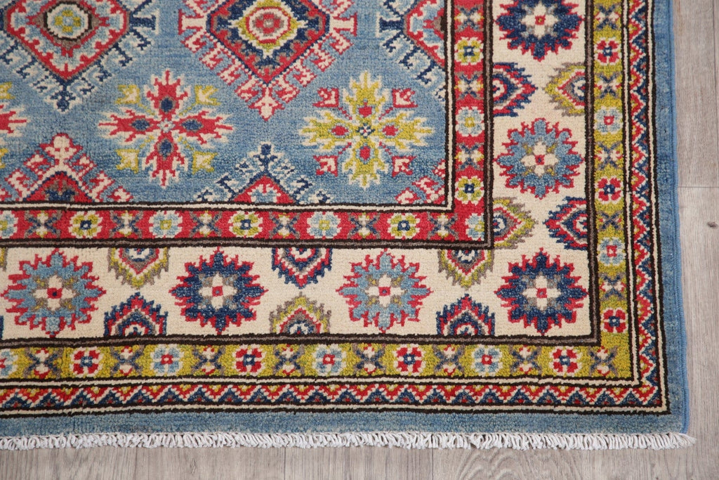 Light Blue Super Kazak-Chechen Oriental Wool Rug 4x6